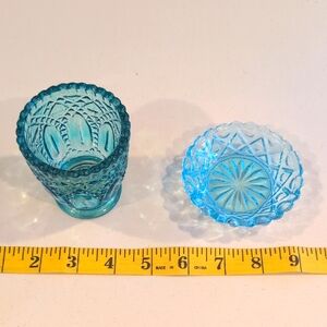 2 Pieces Vintage Blue Mid Century Glass.
